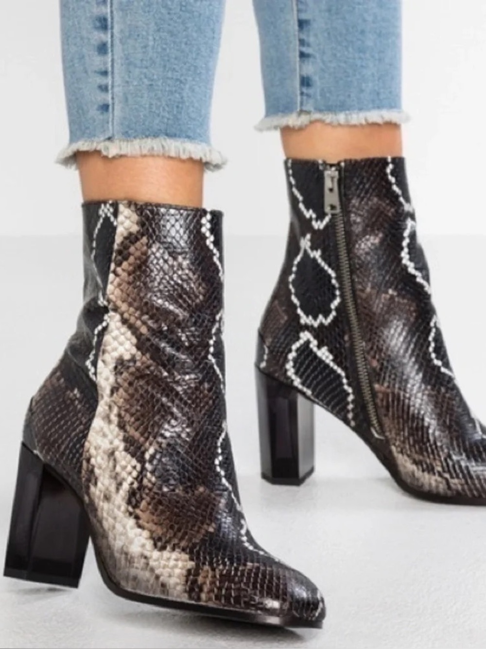 AllSaints Roka Snake Print Leather Ankle Boots EU 37